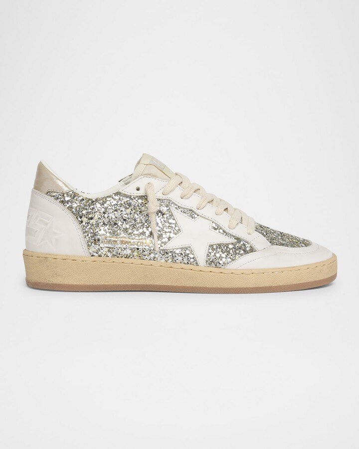 Golden Goose Ballstar Glitter Leather Low-Top Sneakers