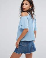 Thumbnail for your product : PrettyLittleThing Embroidered Cold Shoulder Blouse