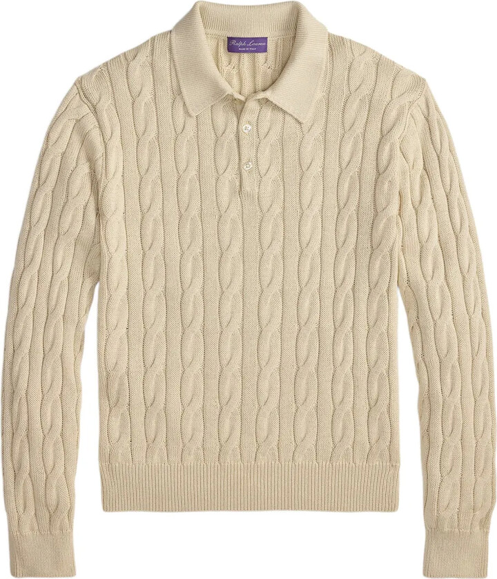 Ralph Lauren Purple Label Cable-Knit Polo Sweater
