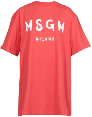 MSGM Logo Print Crewneck T-Shirt Dress