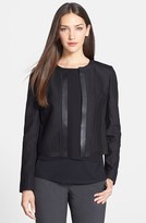 Thumbnail for your product : Elie Tahari 'Pearson' Leather Trim Jacquard Jacket
