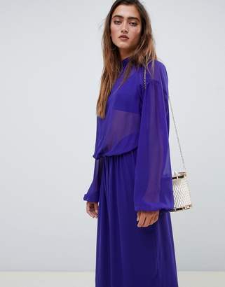 ASOS Design DESIGN jumpsuit with balloon sleeve and tie back detail in chiffon