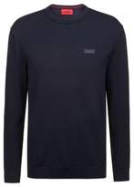 Thumbnail for your product : HUGO Crew-neck crepe sweater with logo badge