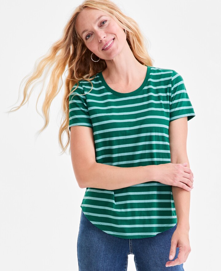 Style & Co Petite Essential Stripe Short-Sleeve T-Shirt, Macy's Exclusive