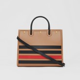 Thumbnail for your product : Burberry Medium Striped Intarsia Leather Two-handle Title Bag