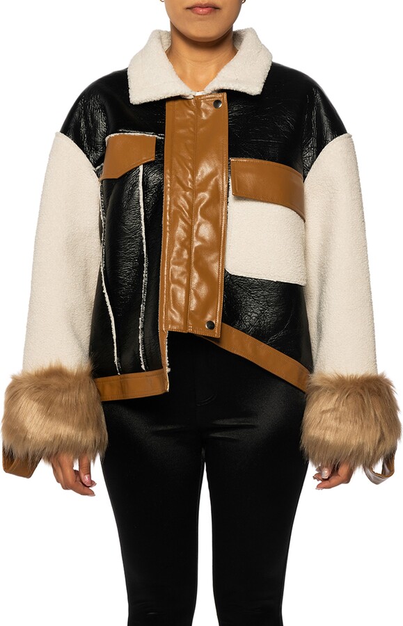 AZALEA WANG Charley Mixed Media Faux Shearling Jacket ShopStyle