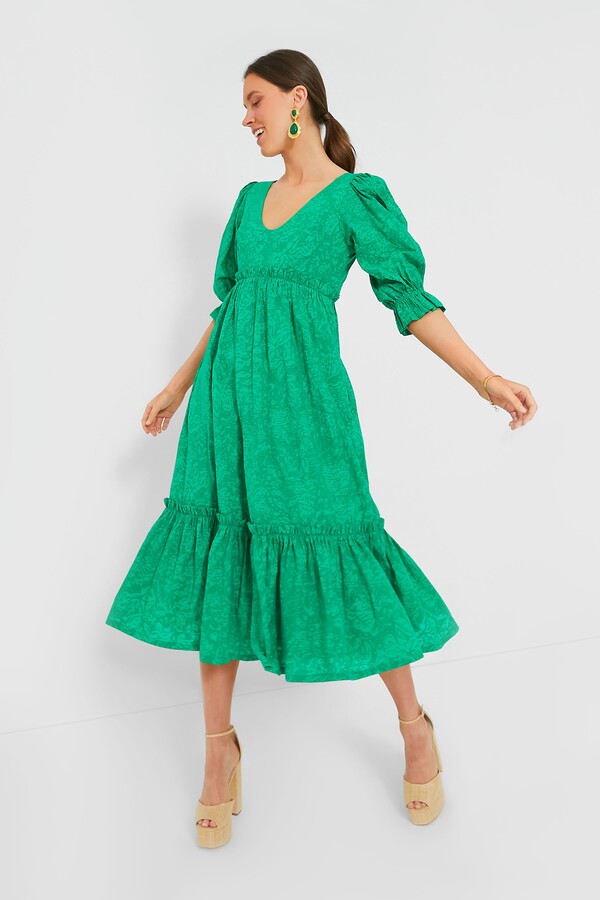 Hyacinth House Green Puff Sleeve Lorelei Midi Dress - ShopStyle