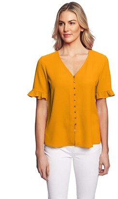 cece divine floral ruffle blouse