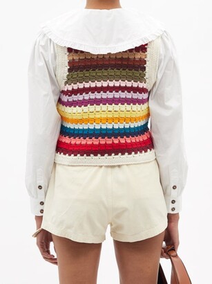 Sea Ziggy Striped Crochet Sweater Vest - Multi