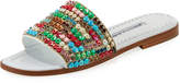 Thumbnail for your product : Manolo Blahnik Gioiosa Embellished Flat Slide Sandal