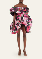 Thumbnail for your product : Oscar de la Renta Dahlia-Print Off-Shoulder Bubble Mini Dress