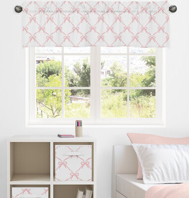 Sweet Jojo Designs Ballerina and Ballet Bows Microfiber 54" Window Valance in Pink and White