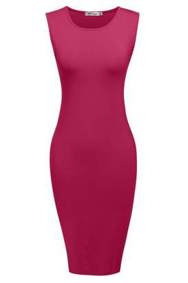 Meaneor Women's Classic Slim Fit Sleeveless Midi Pencil Business Bodycon Dress XXL