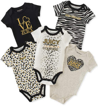 Juicy Couture Black Zebra 'Love Juicy' Five-Piece Bodysuit Set - Infant
