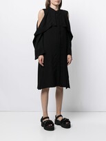 Thumbnail for your product : Yohji Yamamoto Drape-Detail Cold Shoulder Dress