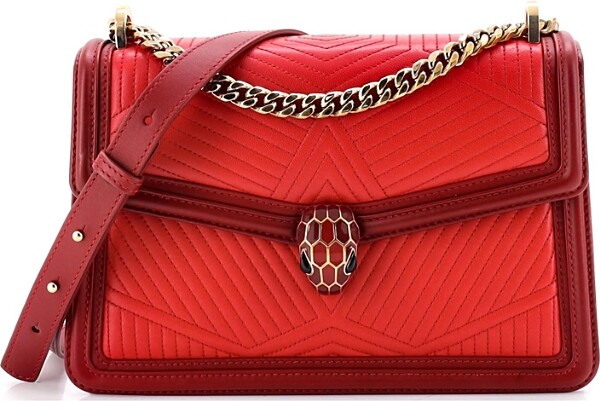 Pre-Owned Bvlgari Small Serpenti Forever Shoulder Bag Quilted Leather