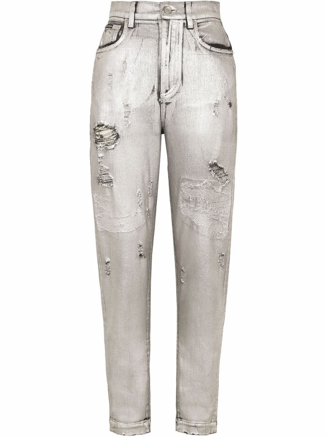 Dolce & Gabbana Ripped-Detail Straight-Leg Jeans - ShopStyle