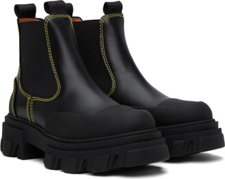 Ganni Black Stitching Chelsea Boots - ShopStyle