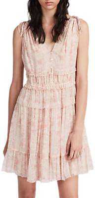 AllSaints Annie Lanai Floral Tiered Dress, Light Pink