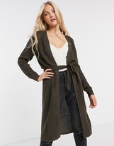 Thumbnail for your product : JDY longline tie waist cardigan in brown