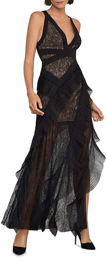 BCBG Max Azria Womens Metallic Floral Strapless Evening Dress Gown BHFO 2615