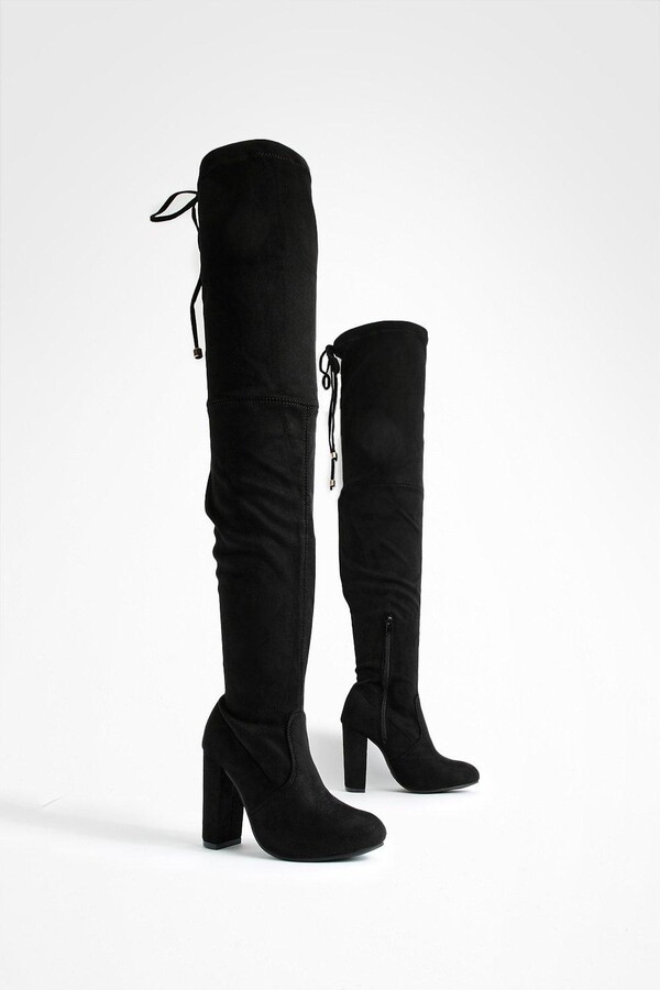 thick heel thigh high boots