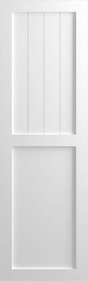 15 in. x 77 in. True Fit PVC Farmhouse/Flat Panel Combination Fixed Mount Board and Batten Shutters Pair in Unfinished