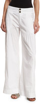 Thumbnail for your product : XCVI Pleated Stretch-Poplin Wide-Leg Pants, White, Plus Size