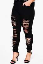 Thumbnail for your product : boohoo Womens Plus Rose Ripped Skinny Jean