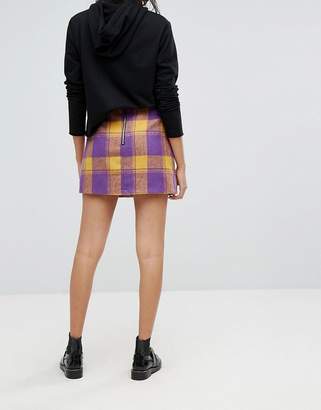 PrettyLittleThing Check Wrap Mini Skirt