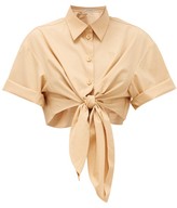 Thumbnail for your product : Vika Gazinskaya Tie-front Cotton Shirt - Tan