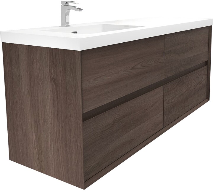 MEBO BATH Selina 60" Wall Mounted Vanity with Single Sink on the Left