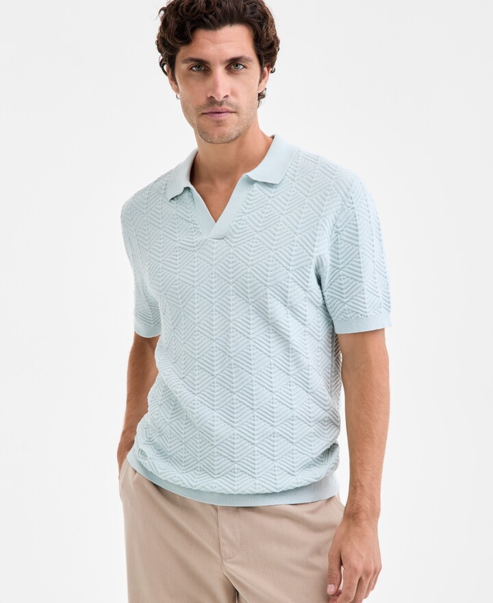 Alfani Men's Short Sleeve Textured Polo Sweater, Macy's Exclusive