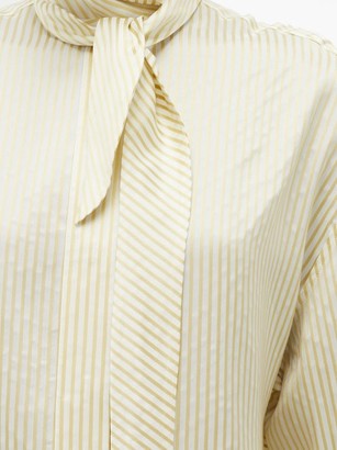 Petar Petrov Cruz Tie-neck Satin-striped Silk Blouse - Ivory Multi
