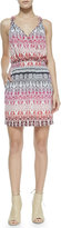 Thumbnail for your product : Neiman Marcus Cusp by Sleeveless Tapestry-Print Knotted Dress, Pink