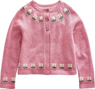 Boden Kids' Embroidered Floral Cardigan