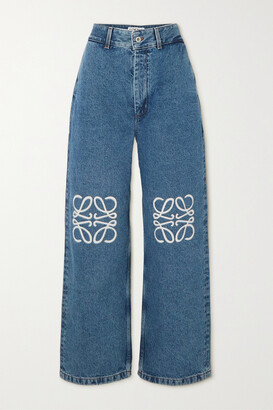 Loewe Anagram Appliquéd High-rise Wide-leg Jeans - Blue - ShopStyle