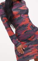 Thumbnail for your product : PrettyLittleThing Shape Burgundy Camo Bodycon Mini Dress