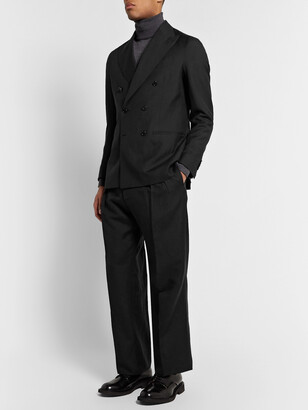 De Petrillo Slim-Fit Double-Breasted Wool And Linen-Blend Suit Jacket