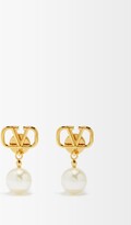 Thumbnail for your product : Valentino Garavani V-logo Pearl-drop Earrings - Pearl