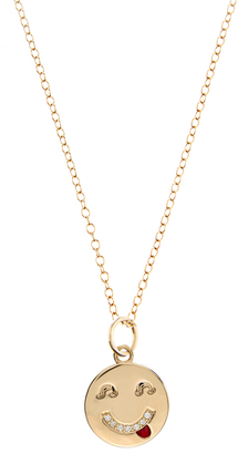 Alison Lou Diamond & yellow-gold Tongue Out Face necklace