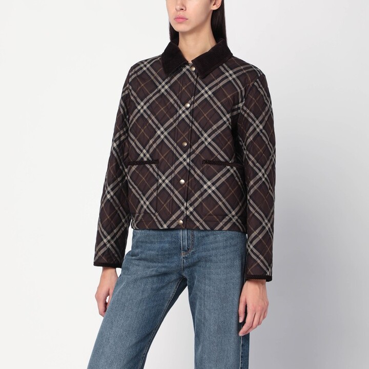 Burberry Cropped quilted nylon jacket with Check pattern