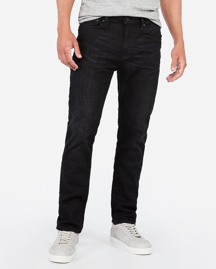 Express Athletic Tapered Slim Washed Black Hyper Stretch Jeans - ShopStyle