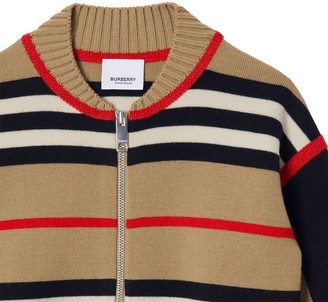 Burberry Heritage Stripe Wool Blend Knit Cardigan