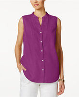 Thumbnail for your product : Charter Club Linen Embroidered-Bib Shirt, Created for Macy's