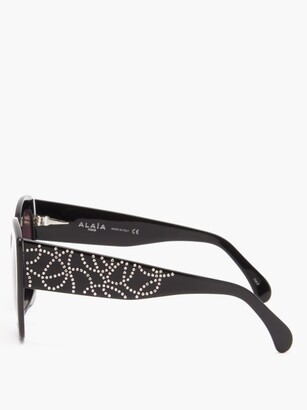 Alaïa Eyewear - Studded Cat-eye Acetate Sunglasses - Black