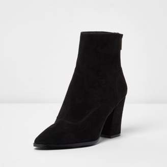 River Island Womens Black pointed toe block heel ankle boots