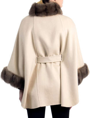 Gorski Cashmere Belted Cape with Sable Fur