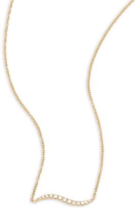 Ef Collection Women's 14K Yellow Gold & Diamond Wave Pendant Necklace