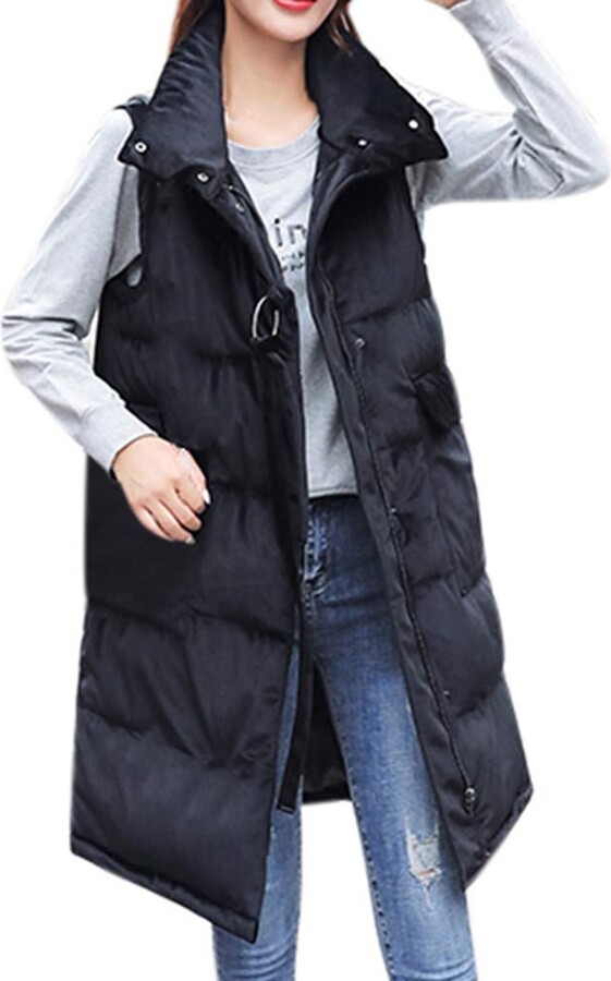 sleeveless long puffer jacket